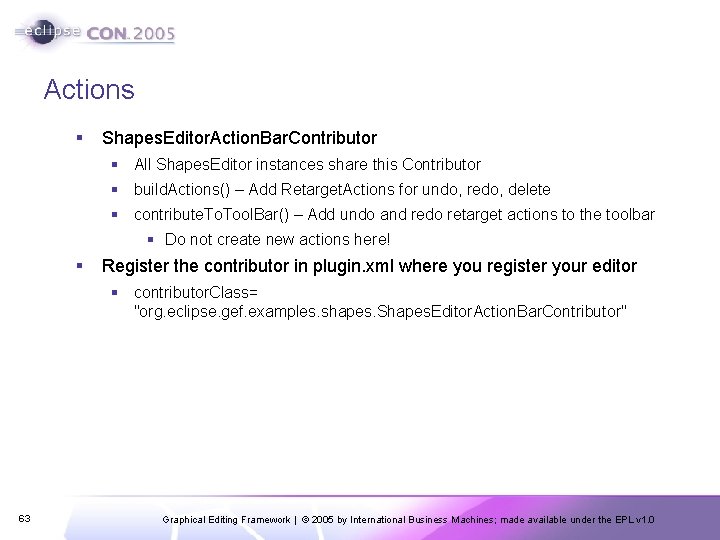 Actions § Shapes. Editor. Action. Bar. Contributor § All Shapes. Editor instances share this