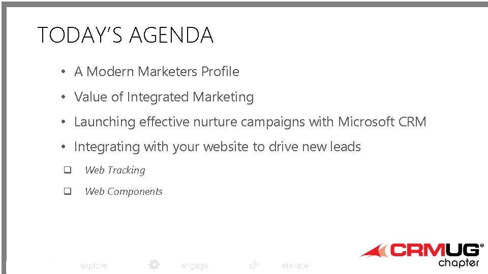 TODAY’S AGENDA • A Modern Marketers Profile • Value of Integrated Marketing • Launching