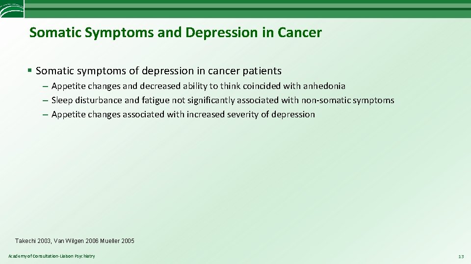 Somatic Symptoms and Depression in Cancer § Somatic symptoms of depression in cancer patients