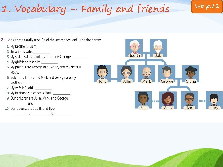 1. Vocabulary – Family and friends Wb p. 12 