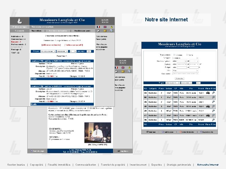 Notre site Internet Gestion locative | Copropriété | Fiscalité immobilière | Commercialisation | Transfert
