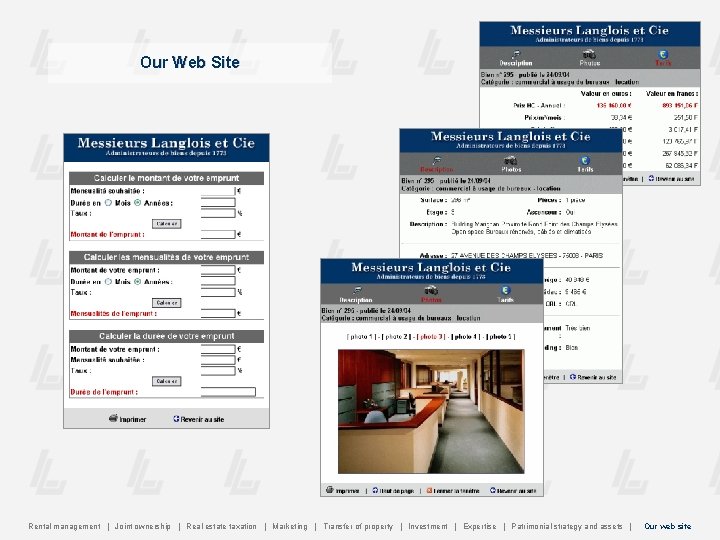 Our Web Site Rental management | Joint ownership | Real estate taxation | Marketing