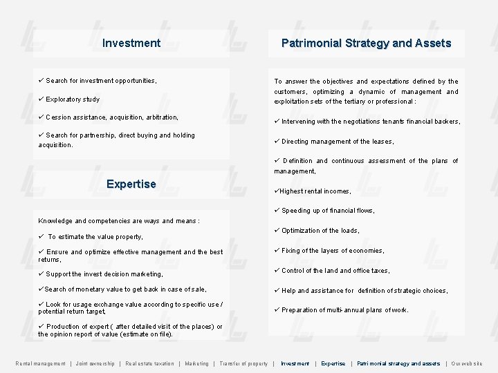 Investment Search for investment opportunities, Exploratory study Cession assistance, acquisition, arbitration, Search for partnership,