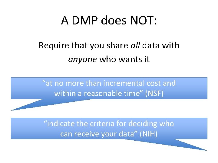 A DMP does NOT: Require that you share all data with anyone who wants