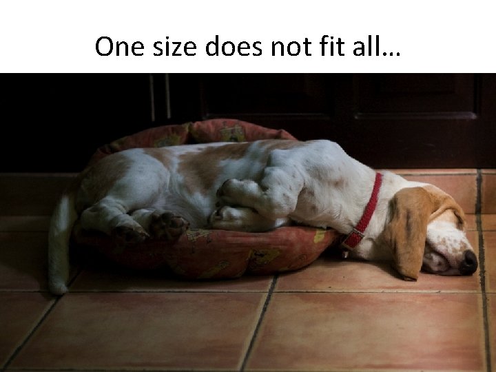 One size does not fit all… • But we’ll cover general guidelines 