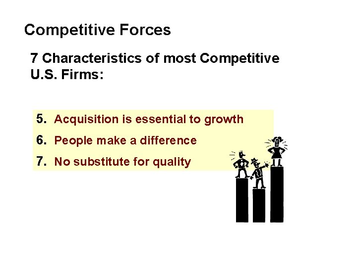 Competitive Forces 7 Characteristics of most Competitive U. S. Firms: 5. Acquisition is essential