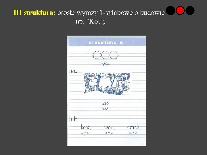 III struktura: proste wyrazy 1 -sylabowe o budowie np. "Kot"; 