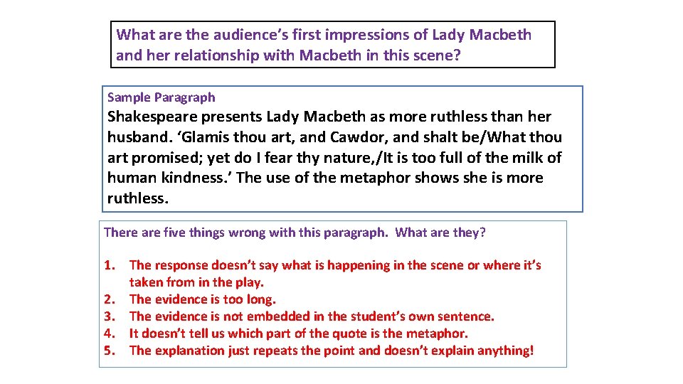 What are the audience’s first impressions of Lady Macbeth and her relationship with Macbeth