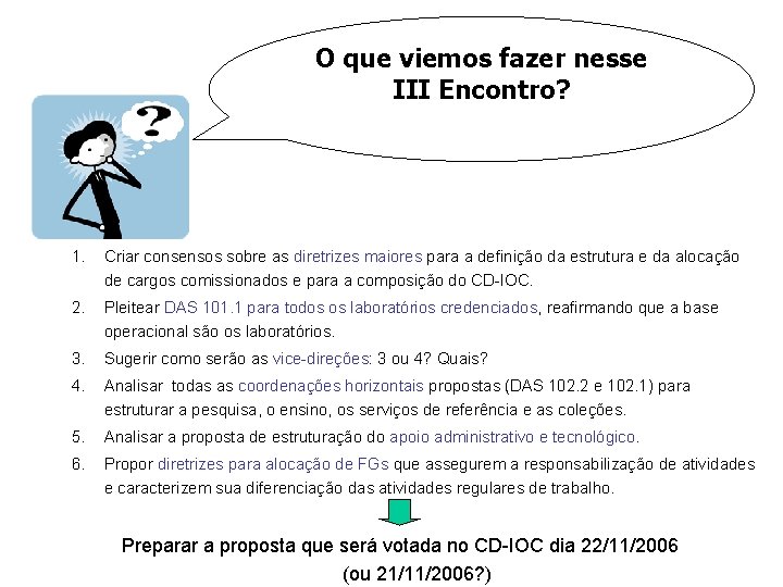 O que viemos fazer nesse III Encontro? 1. Criar consensos sobre as diretrizes maiores