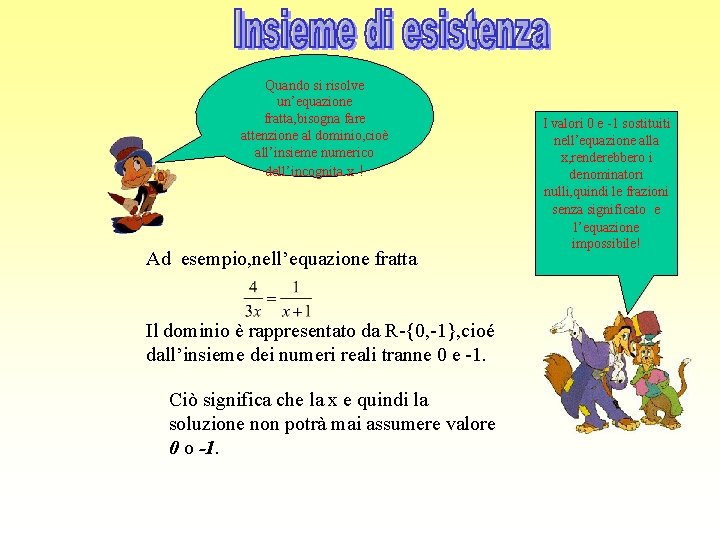 Quando si risolve un’equazione fratta, bisogna fare attenzione al dominio, cioè all’insieme numerico dell’incognita