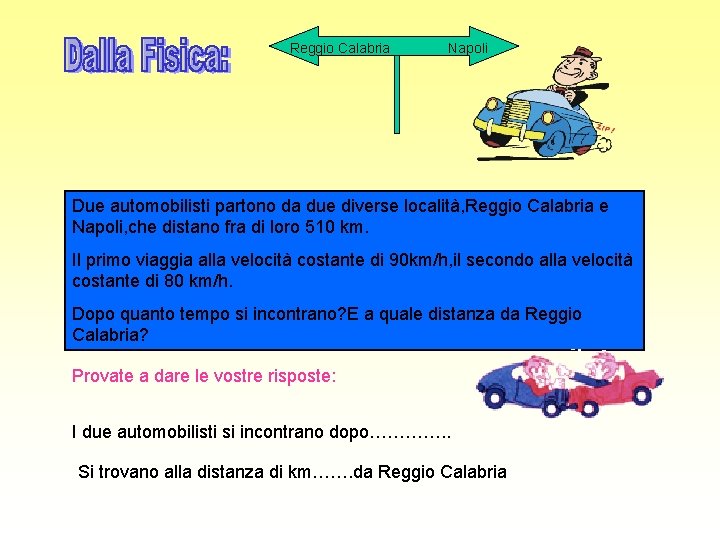 Reggio Calabria Napoli Due automobilisti partono da due diverse località, Reggio Calabria e Napoli,