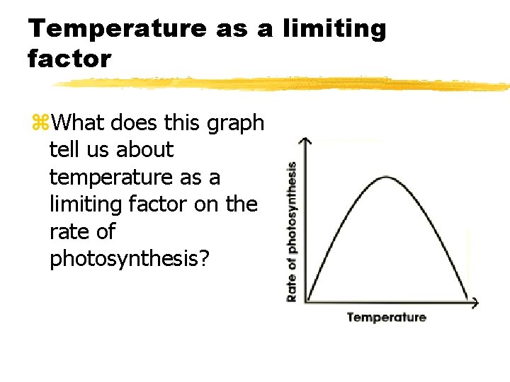 Temperature as a limiting factor z. What does this graph tell us about temperature