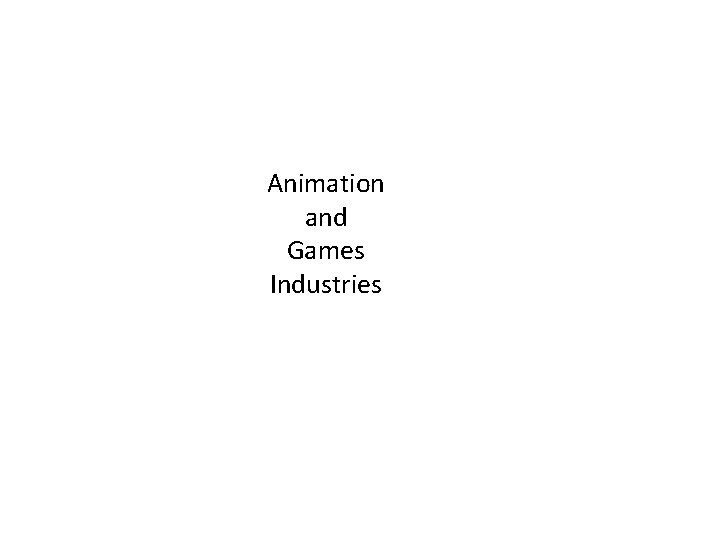Animation and Games Industries 