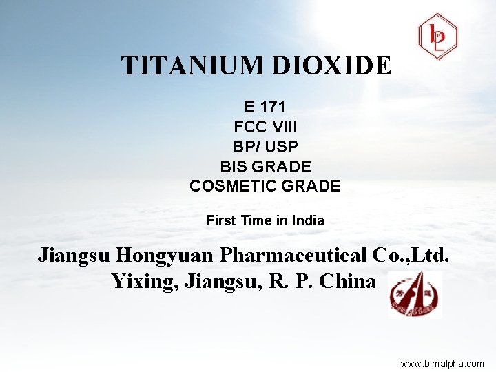TITANIUM DIOXIDE E 171 FCC VIII BP/ USP BIS GRADE COSMETIC GRADE First Time