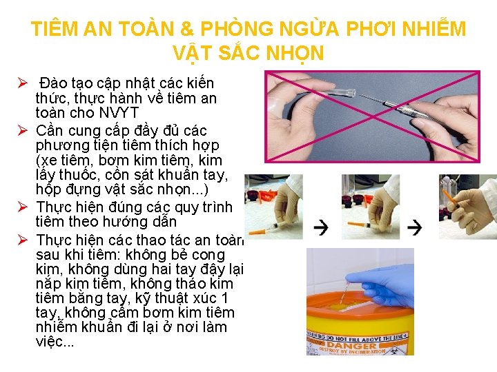 TIÊM AN TOÀN & PHÒNG NGỪA PHƠI NHIỄM VẬT SẮC NHỌN Ø Đào tạo