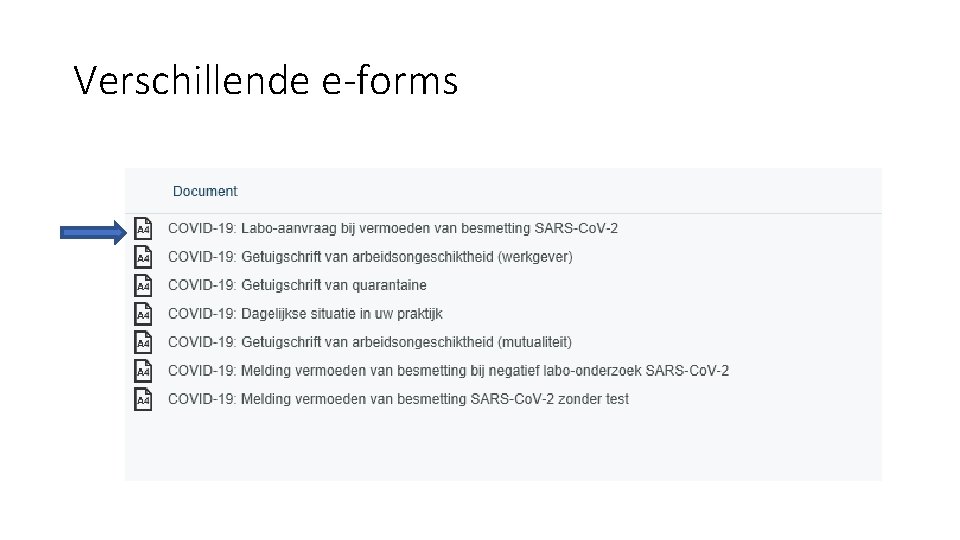 Verschillende e-forms 