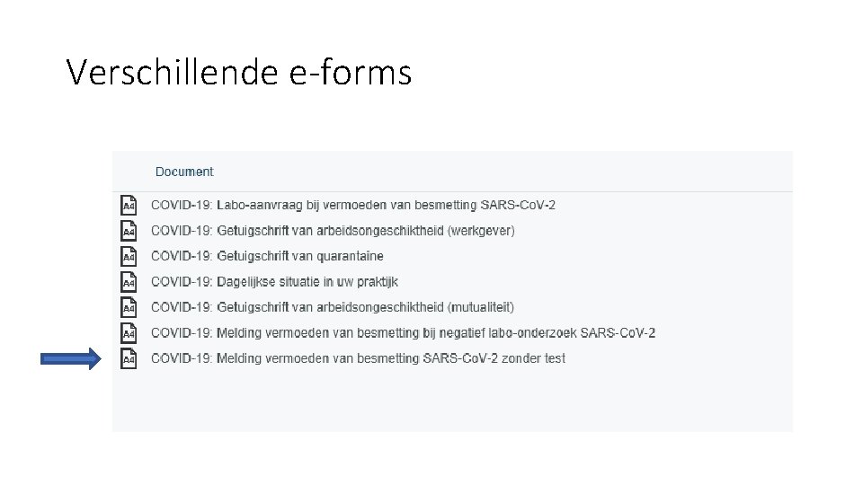 Verschillende e-forms 