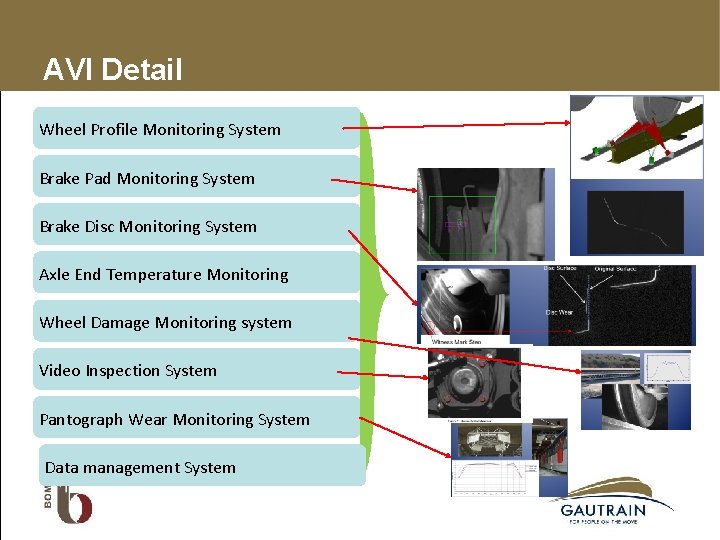 AVI Detail Wheel Profile Monitoring System Brake Pad Monitoring System Brake Disc Monitoring System