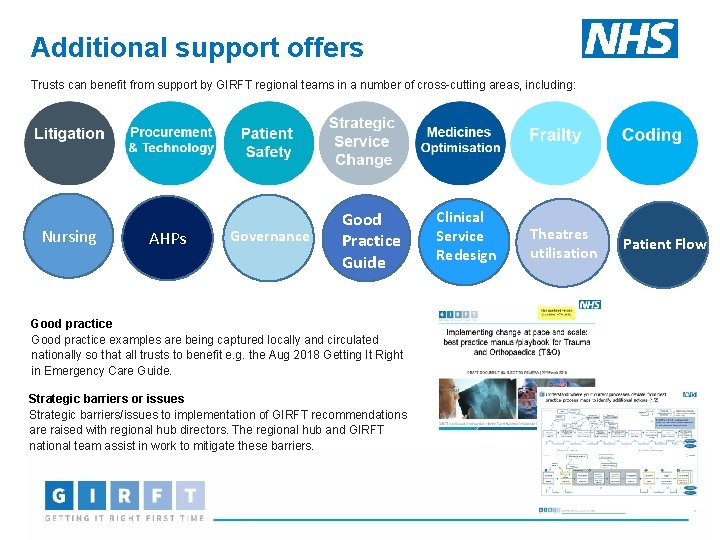 Additional support offers Trusts can benefit from support by GIRFT regional teams in a