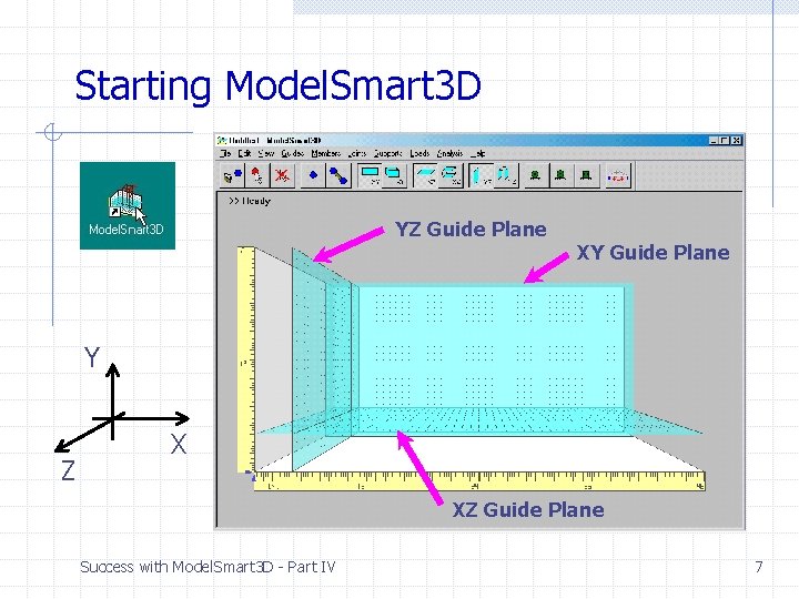 Starting Model. Smart 3 D YZ Guide Plane XY Guide Plane Y Z X Starting Model. Smart 3 D YZ Guide Plane XY Guide Plane Y Z X