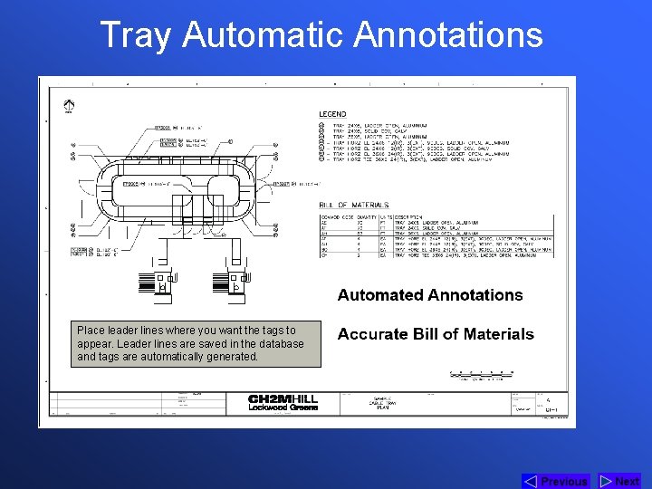 Tray Automatic Annotations Place leader lines where you want the tags to appear. Leader