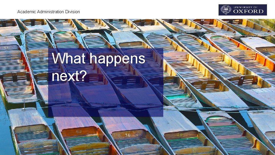 Academic Administration Division What happens next? Academic Administration Division What happens next?