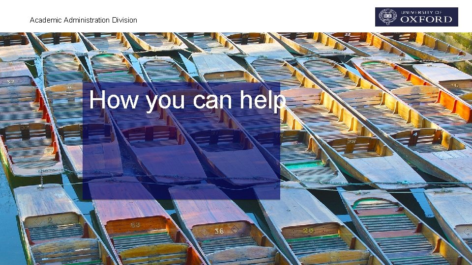 Academic Administration Division How you can help Academic Administration Division How you can help