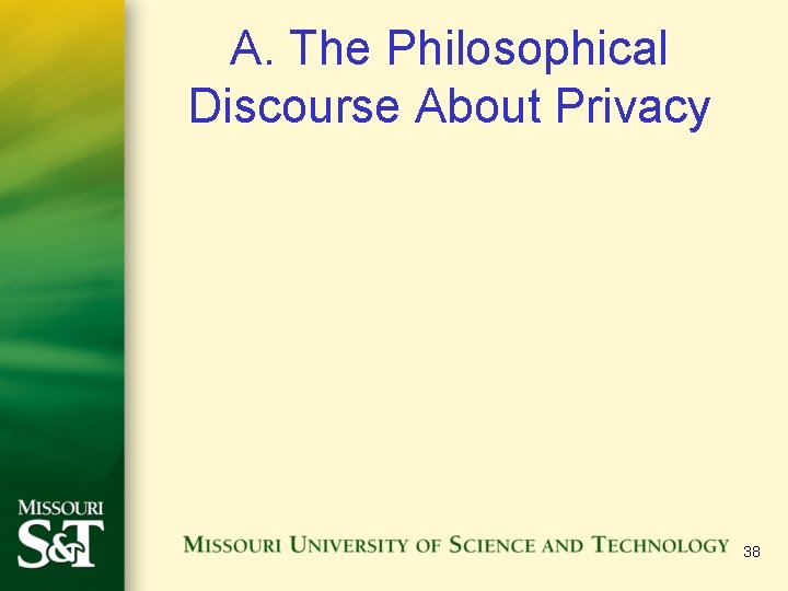 A. The Philosophical Discourse About Privacy 38 