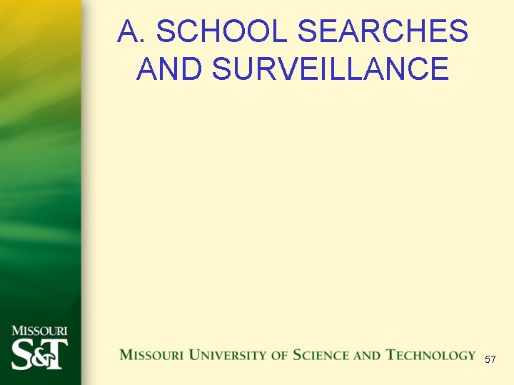 A. SCHOOL SEARCHES AND SURVEILLANCE 57 