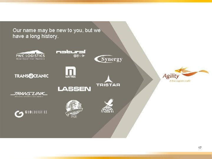 Our name may be new to you, but we have a long history. 17 Our name may be new to you, but we have a long history. 17