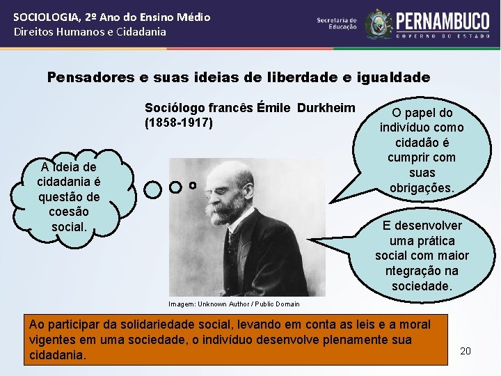 SOCIOLOGIA, 2º Ano do Ensino Médio Direitos Humanos e Cidadania Pensadores e suas ideias