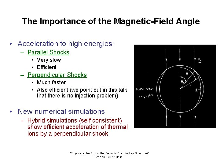 The Importance of the Magnetic-Field Angle • Acceleration to high energies: – Parallel Shocks