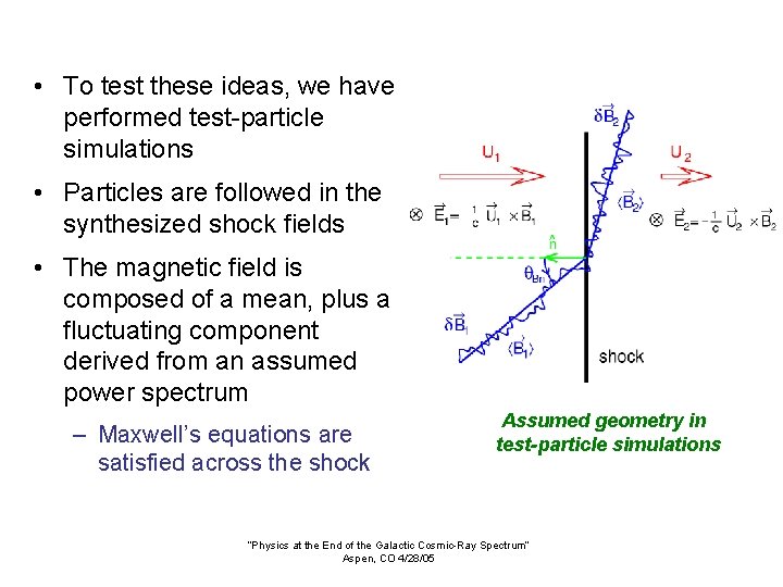  • To test these ideas, we have performed test-particle simulations • Particles are
