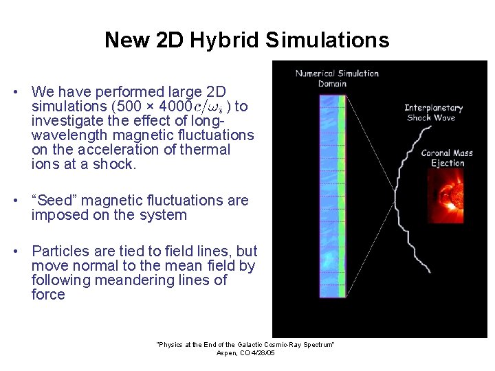 New 2 D Hybrid Simulations • We have performed large 2 D simulations (500