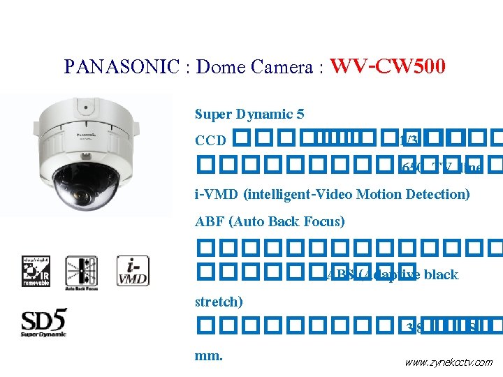 PANASONIC : Dome Camera : WV-CW 500 Super Dynamic 5 CCD ������� 1/3 ���������