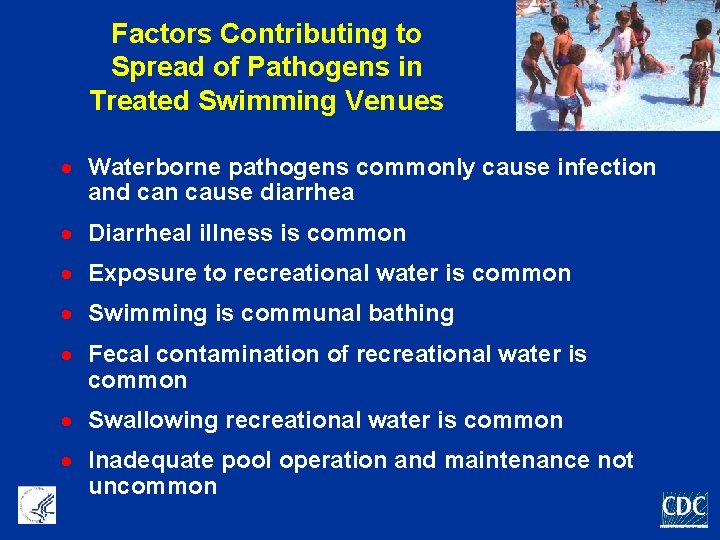 Factors Contributing to Spread of Pathogens in Treated Swimming Venues · Waterborne pathogens commonly
