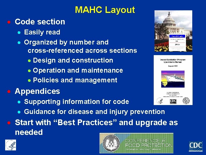 MAHC Layout · Code section · Easily read · Organized by number and cross-referenced