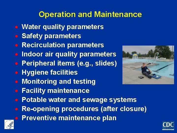 Operation and Maintenance · · · Water quality parameters Safety parameters Recirculation parameters Indoor