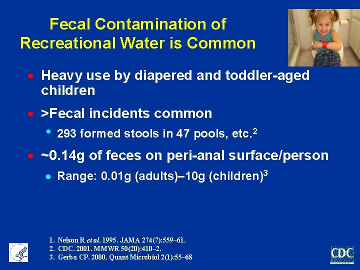 Fecal Contamination of Recreational Water is Common · Heavy use by diapered and toddler-aged
