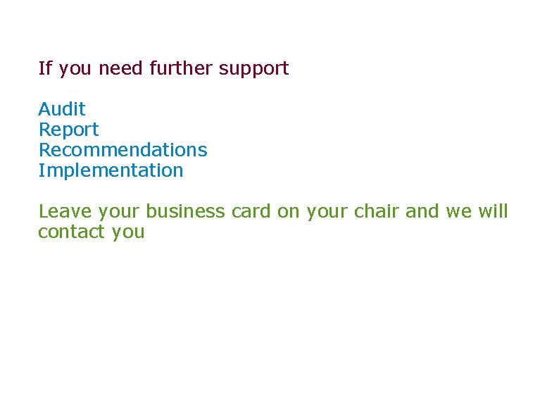 If you need further support Audit Report Recommendations Implementation Leave your business card on