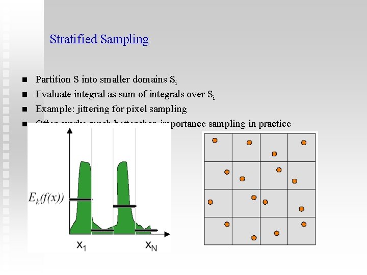 Stratified Sampling n n Partition S into smaller domains Si Evaluate integral as sum