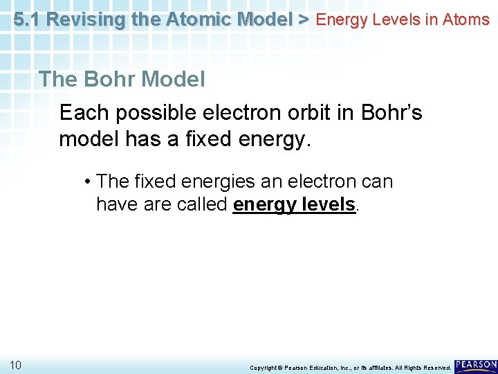 5. 1 Revising the Atomic Model > Energy Levels in Atoms The Bohr Model 5. 1 Revising the Atomic Model > Energy Levels in Atoms The Bohr Model