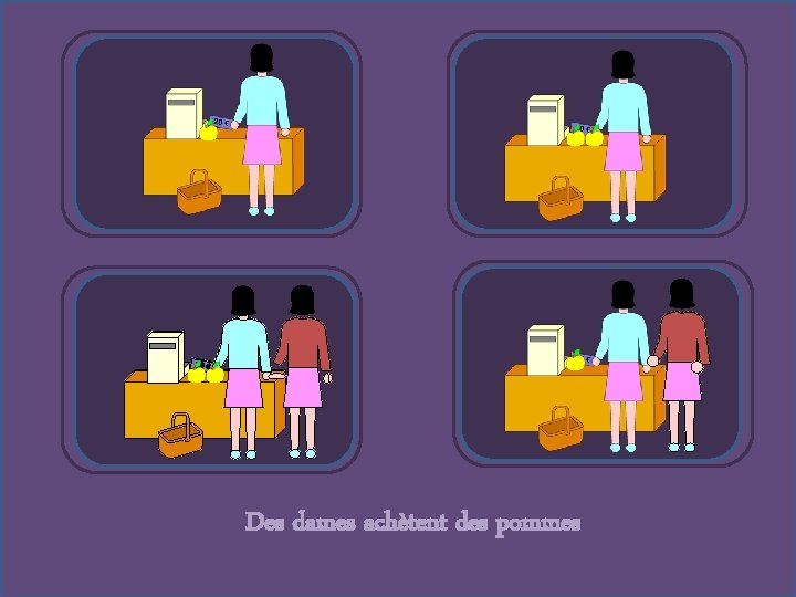 Des dames achètent des pommes 