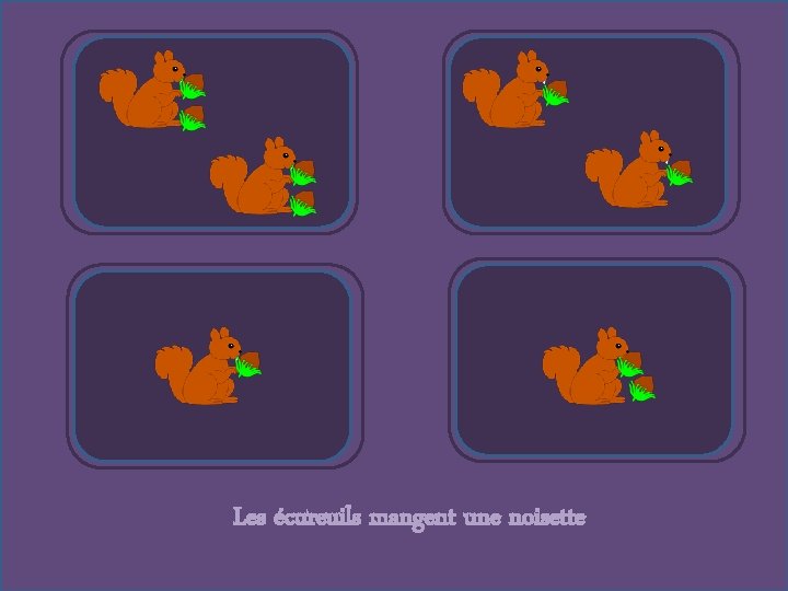 Les écureuils mangent une noisette 