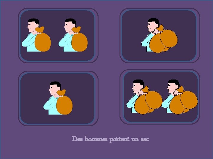 Des hommes portent un sac 