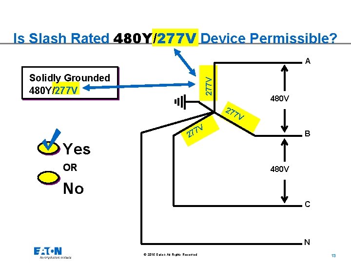 Is Slash Rated 480 Y/277 V Device Permissible? A 277 V Solidly Grounded 480