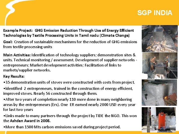 SGP INDIA Example Project: GHG Emission Reduction Through Use of Energy Efficient Technologies by