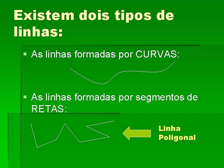 Existem dois tipos de linhas: § As linhas formadas por CURVAS: § As linhas Existem dois tipos de linhas: § As linhas formadas por CURVAS: § As linhas