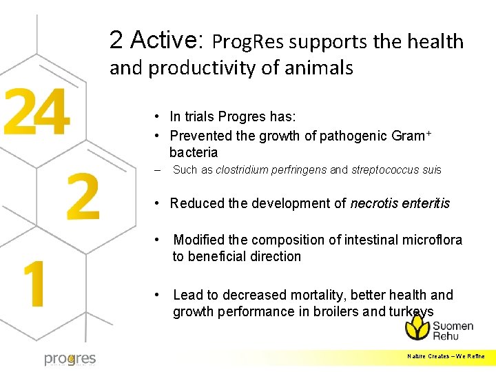 2 Active: Prog. Res supports the health and productivity of animals • In trials