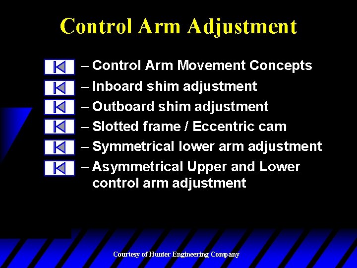 Control Arm Adjustment – Control Arm Movement Concepts – Inboard shim adjustment – Outboard